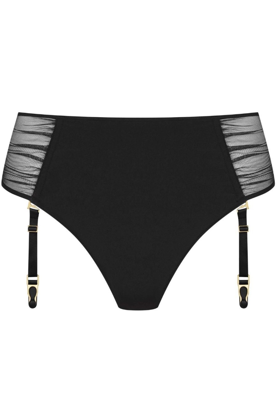 Knickers Maison Close | Nuit Fauve Openable High Waist Suspender Tanga Black