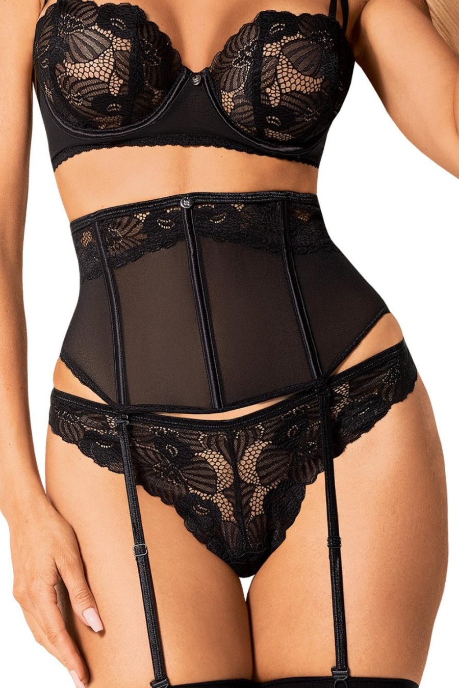 Lingerie Obsessive Suspender Belts | Serena Love Waspie Black