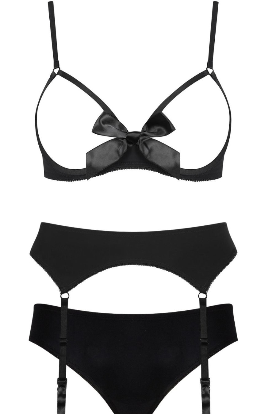 Lingerie Maison Close 3 Piece Sets | Le Petit Secret Cupless Bra, Naked Shorty & Suspender