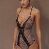 Lingerie Atelier Amour Bodysuits & Playsuits | Caresse Feline Crotchless Thong Bodysuit Black