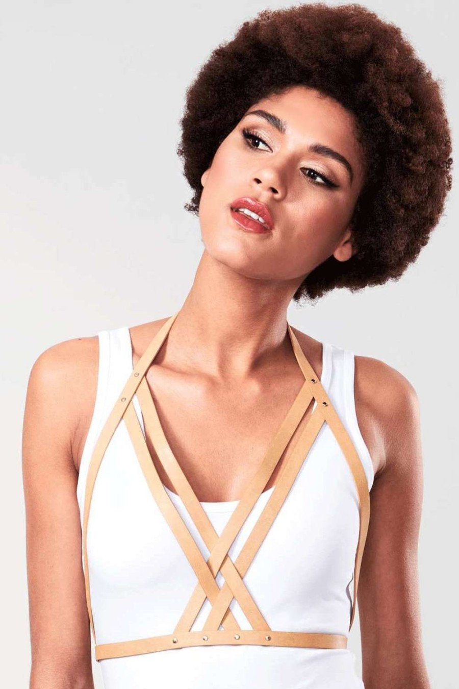 Lingerie Bijoux Indiscrets Harnesses | Maze Halter Bra Harness Light Brown