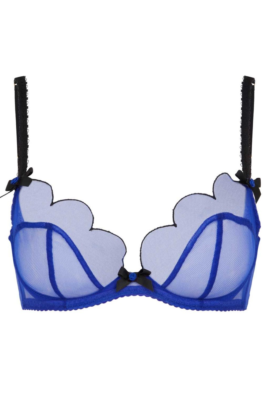 Lingerie Agent Provocateur Sheer Lingerie | Lorna Plunge Underwired Bra Blue/Black