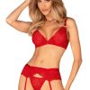 Lingerie Obsessive 3 Piece Sets | Chilisa Bra, Thong & Suspender Red