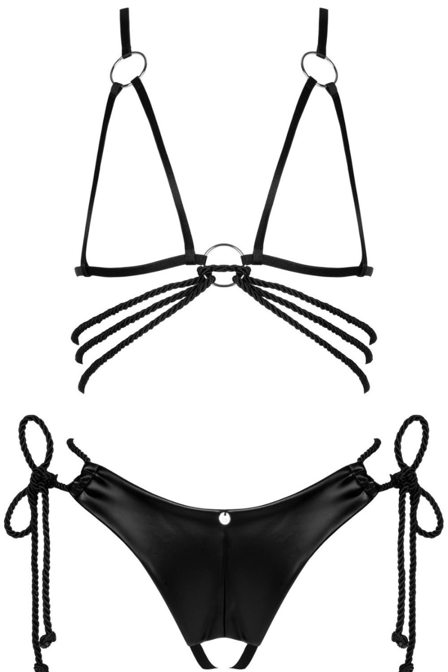 Lingerie Obsessive Lingerie Sets | Cordellis Open Bra & Crotchless Thong Black