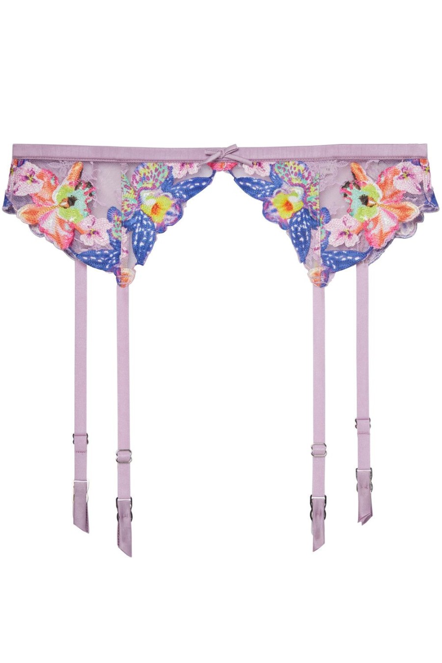 Lingerie Fleur Du Mal Suspender Belts | Orchid Embroidery Suspender Wisteria