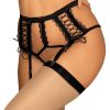 Lingerie Obsessive Ouvert Knickers | Bravelle Crotchless Suspender Thong Black