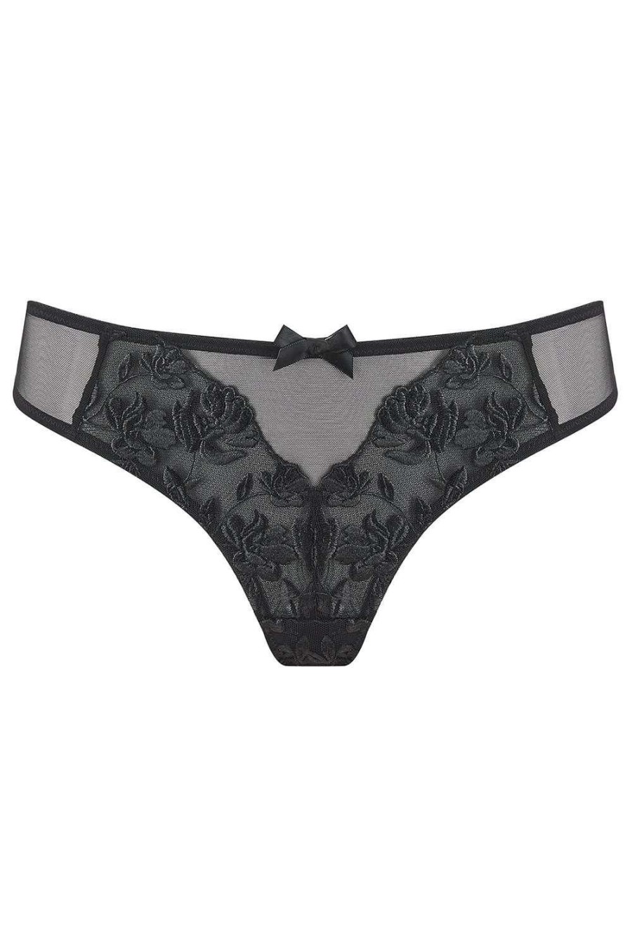 Lingerie Inamorata London Briefs | Aster Open Back Brief Black