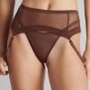 Lingerie Maison Close Sheer Lingerie | Corps A Corps Suspender Belt Chocolate/Neon Orange