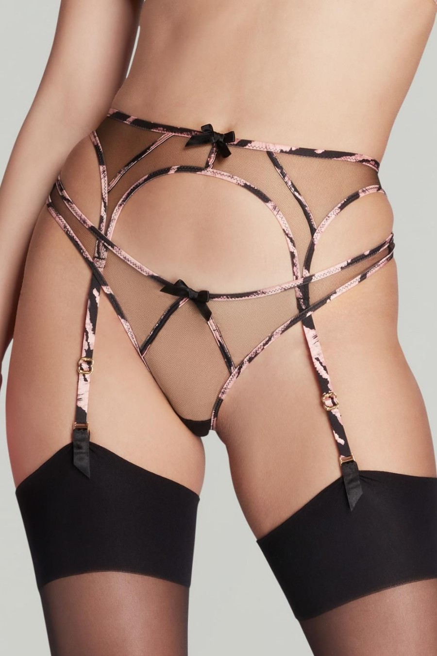 Lingerie Agent Provocateur Suspender Belts | Ellise Suspender Black/Pink