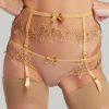 Lingerie Agent Provocateur Suspender Belts | Lindie Suspender Gold/Sand