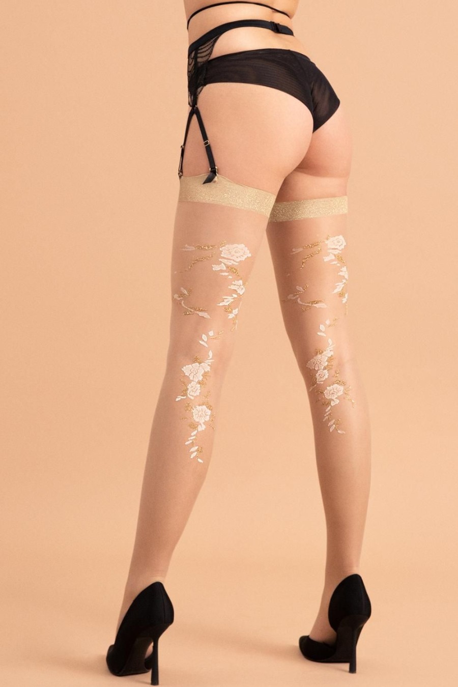 Hosiery FiORE Nude Stockings | Jardin Stockings 20 Denier Nude/Lurex