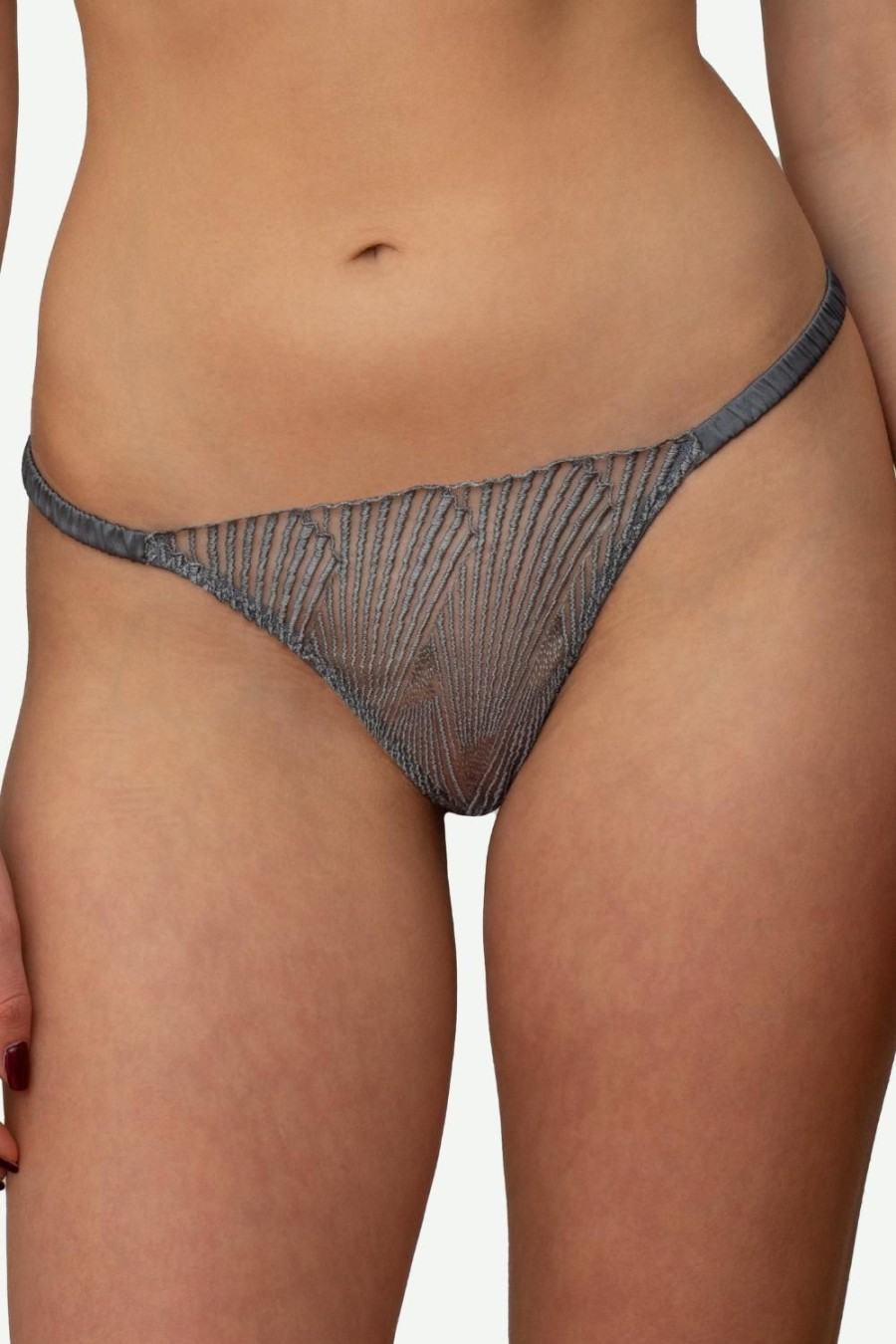 Lingerie Coco de Mer Crotchless Lingerie | Athena Open Thong Silver