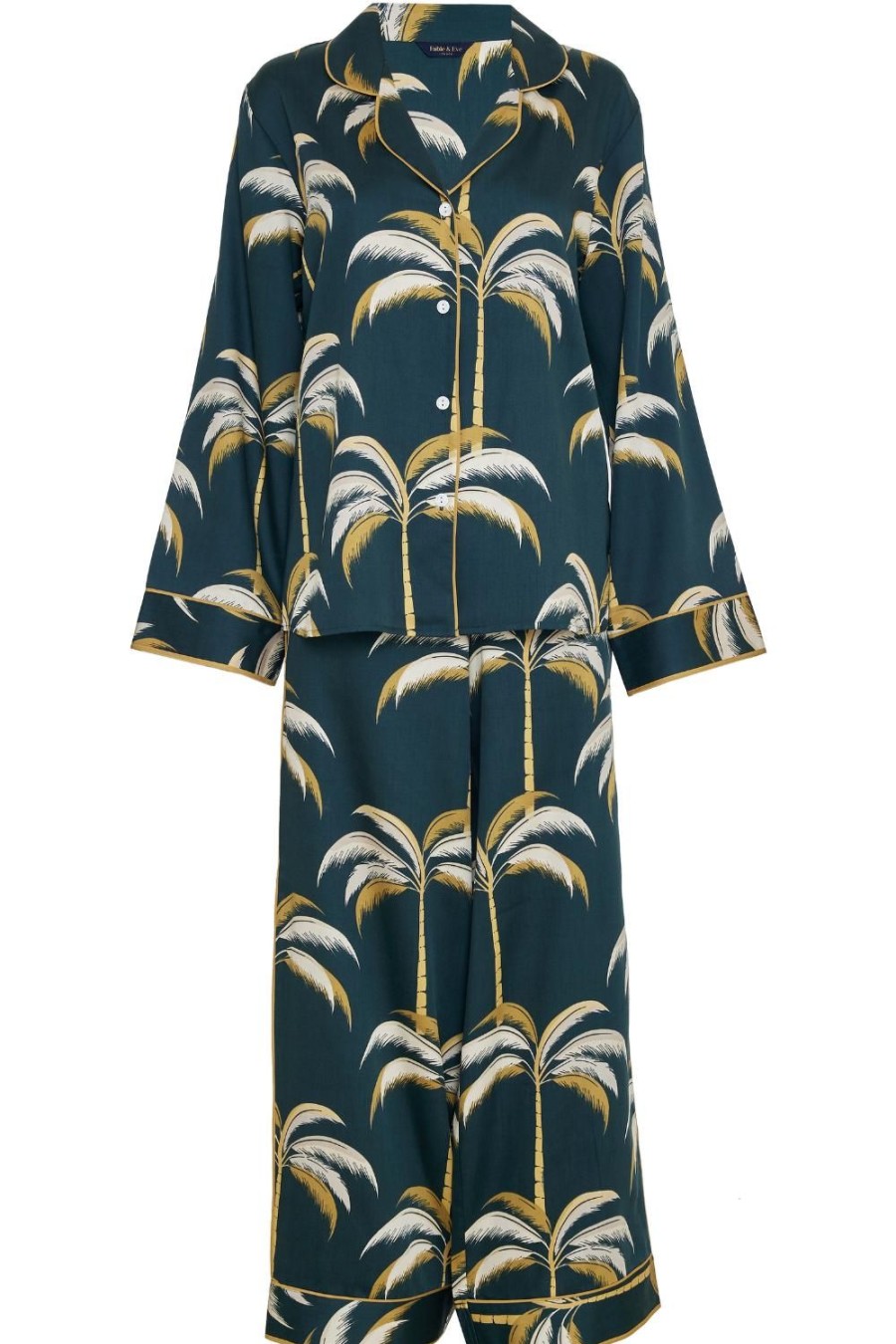 Nightwear Fable & Eve | Pimlico Palm Print Pyjama Set Emerald Green