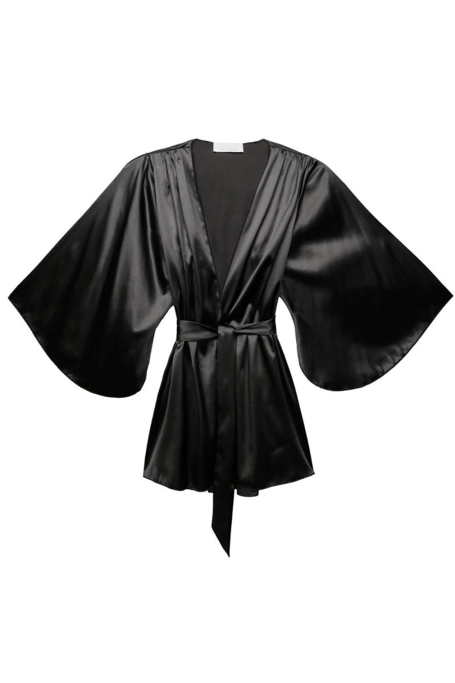 Nightwear Fleur Du Mal | Angel Sleeve Robe Black