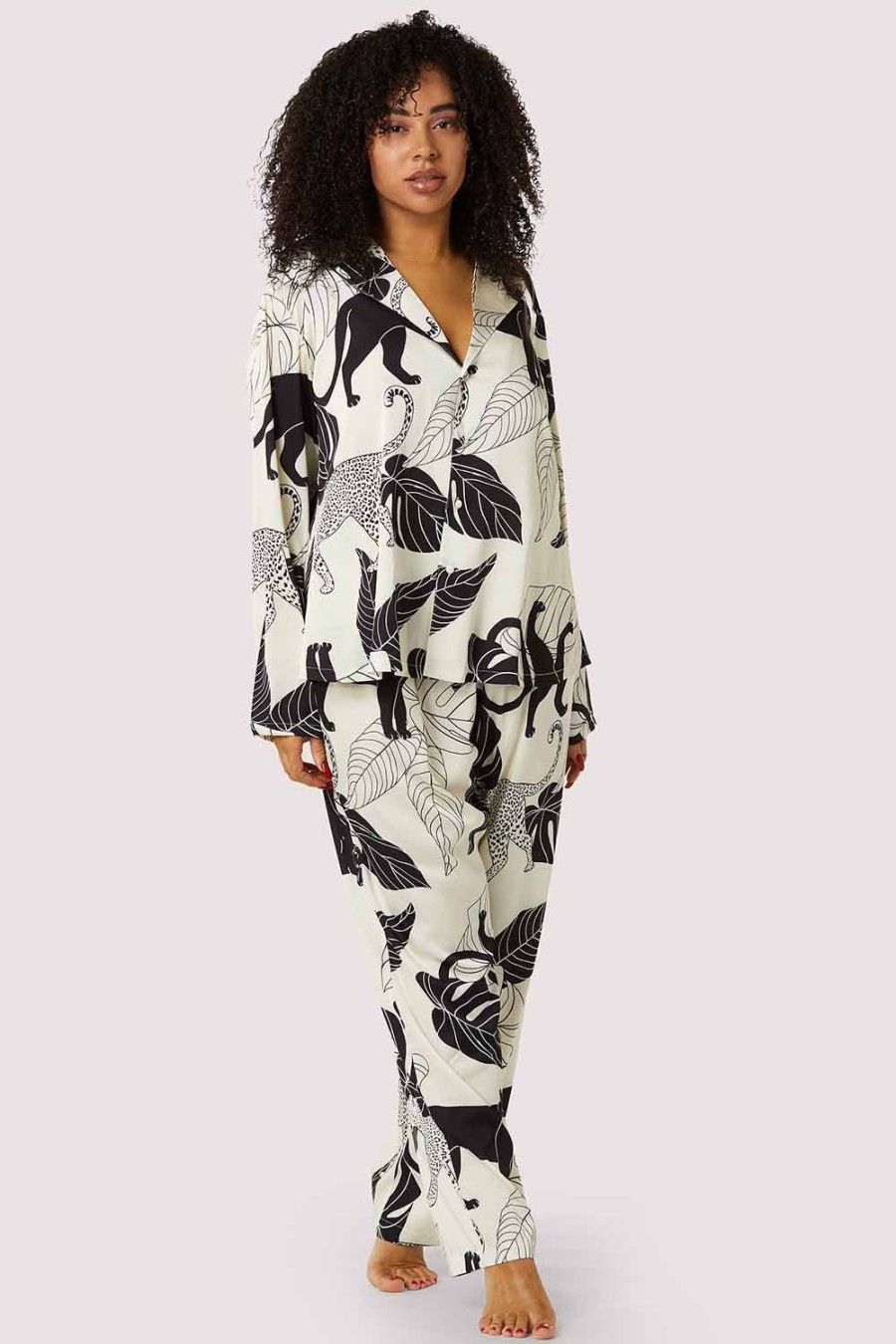 Nightwear Wolf & Whistle | Panther Print Satin Pyjama Set Multi