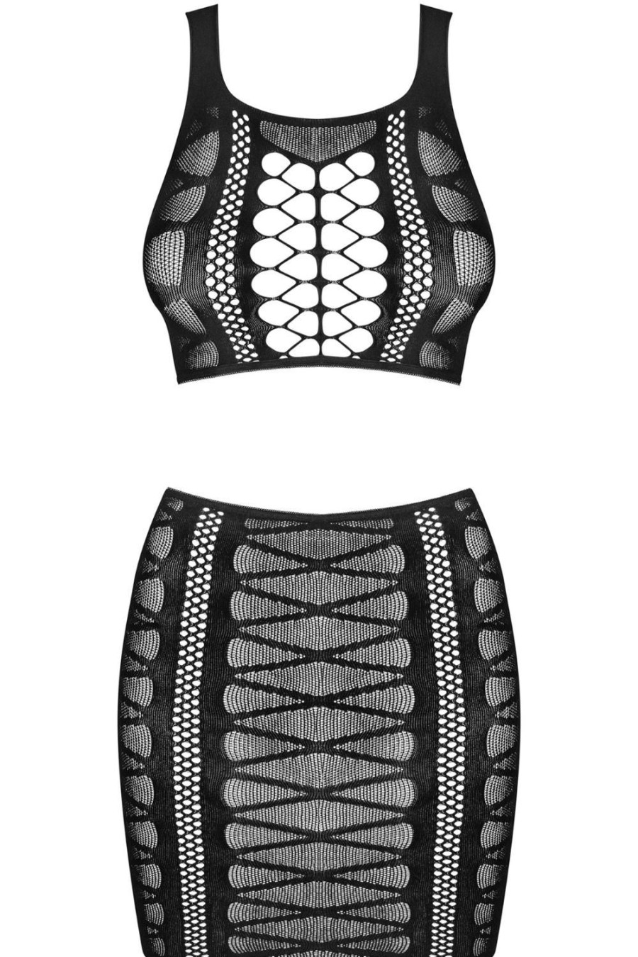 Lingerie Obsessive 2 Piece Sets | K102 Knit Top & Skirt Black