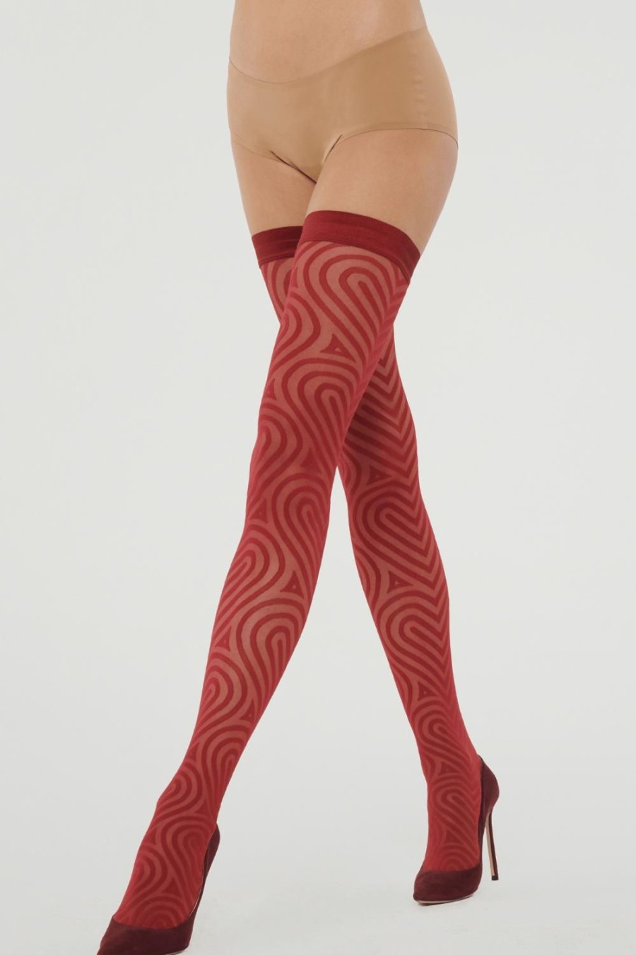 Hosiery Wolford Sheer Hold Ups | Heart Stay-Up Soft Cherry