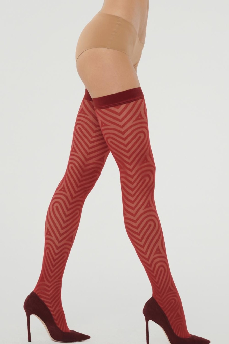 Hosiery Wolford Sheer Hold Ups | Heart Stay-Up Soft Cherry