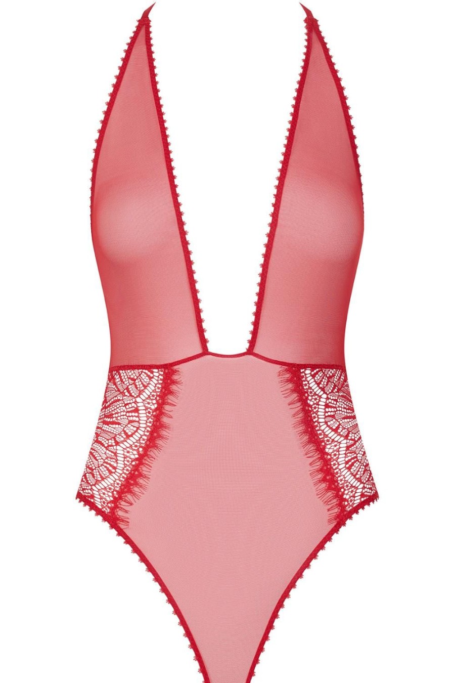 Lingerie Maison Close Sheer Lingerie | Accroche Coeur Thong Bodysuit Red