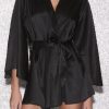 Nightwear Fleur Du Mal | Angel Sleeve Robe Black