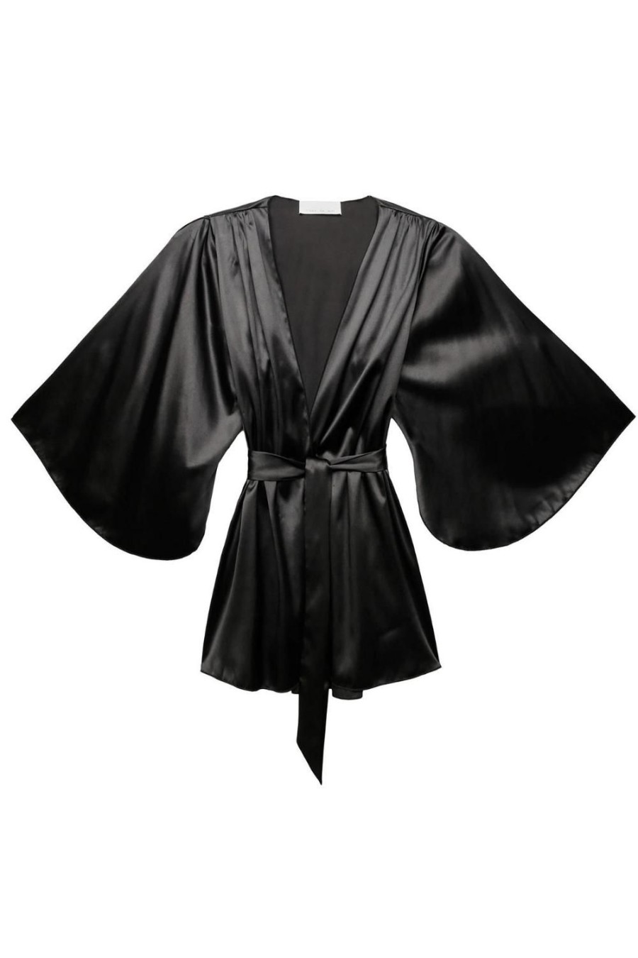 Nightwear Fleur Du Mal | Angel Sleeve Robe Black