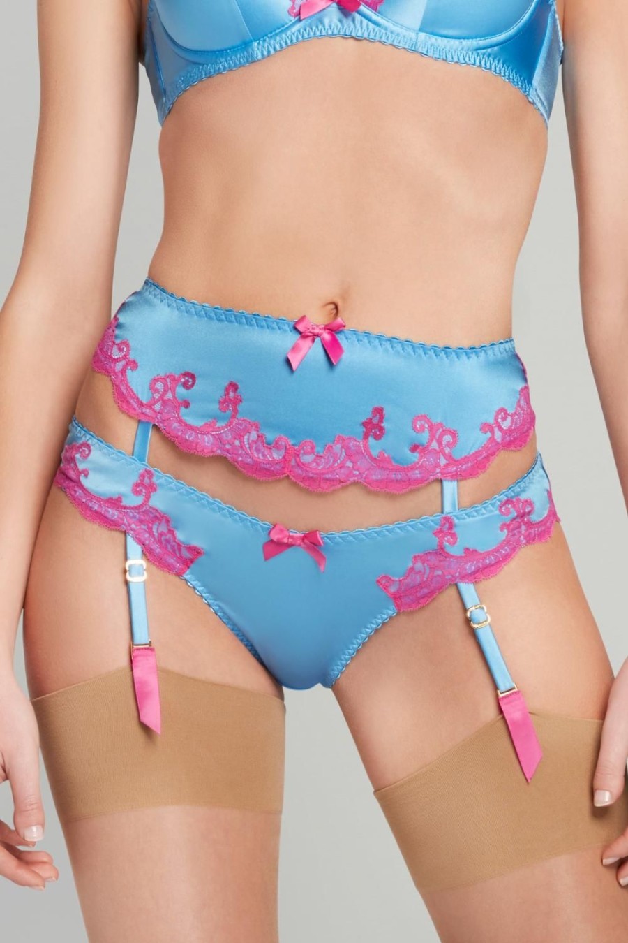 Lingerie Agent Provocateur Suspender Belts | Molly Suspender Blue/Pink