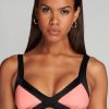 Swimwear Agent Provocateur | Mazzy Bikini Top Black/Coral/Neon Lilac