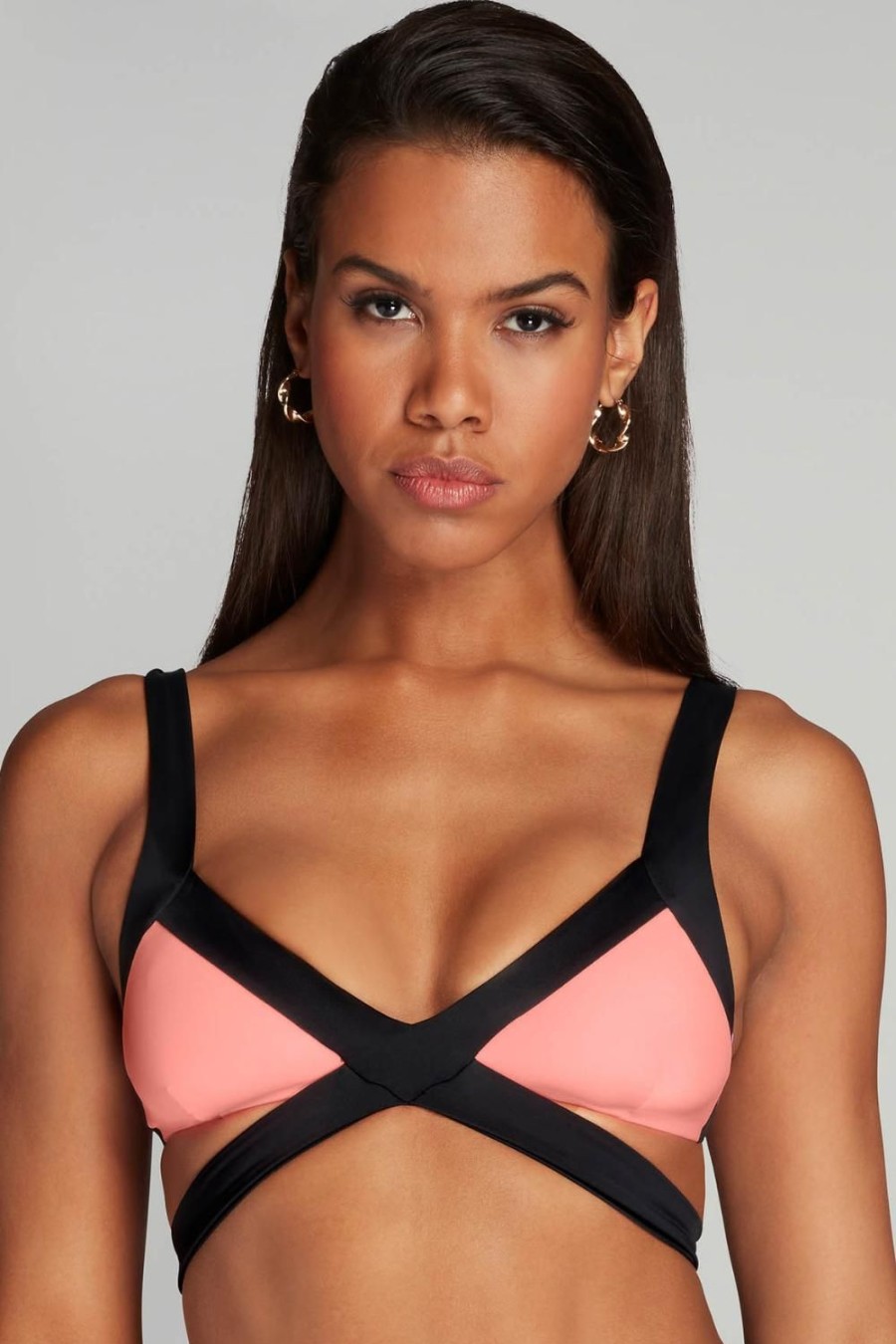 Swimwear Agent Provocateur | Mazzy Bikini Top Black/Coral/Neon Lilac