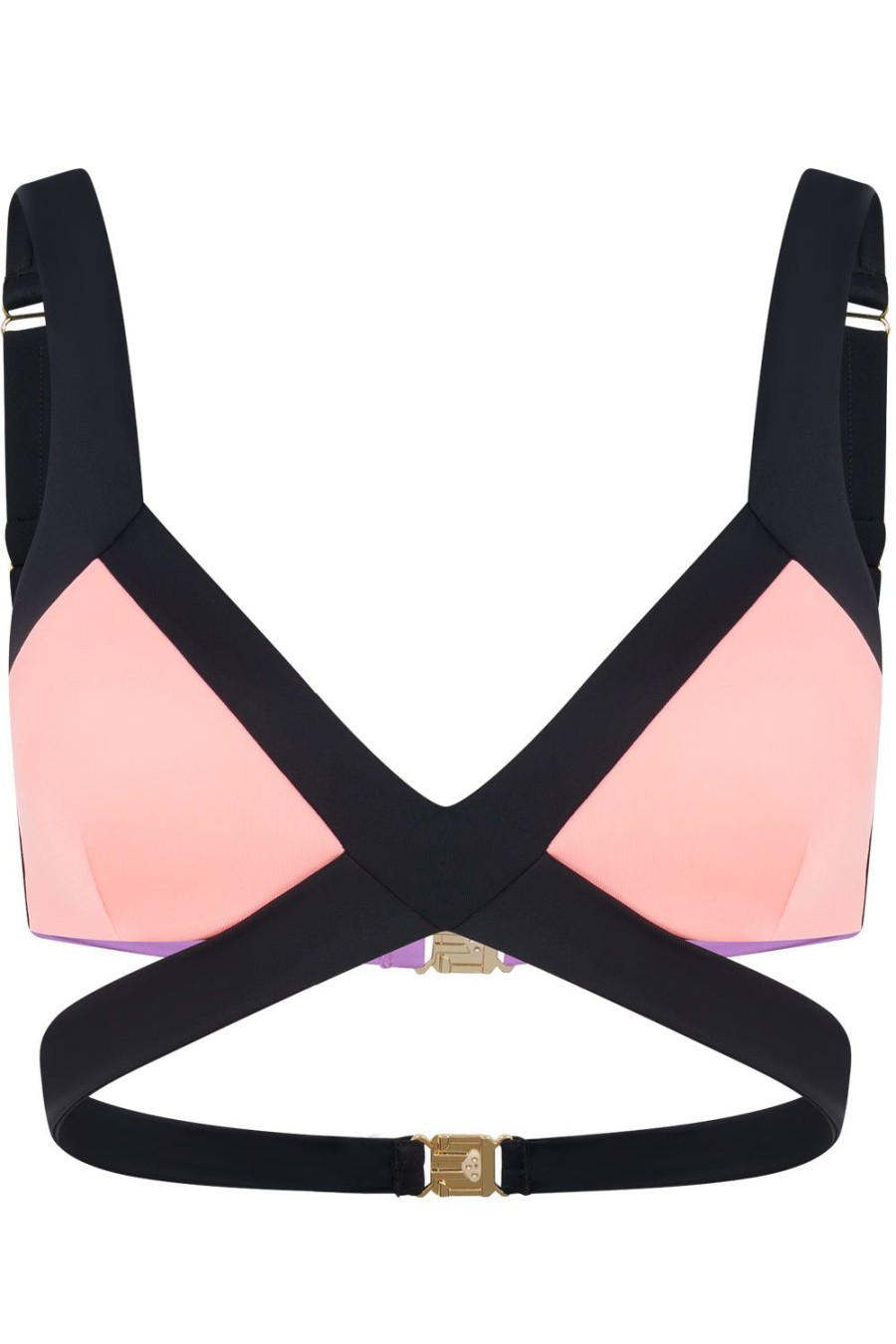 Swimwear Agent Provocateur | Mazzy Bikini Top Black/Coral/Neon Lilac