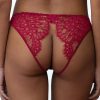 Lingerie Coco de Mer Crotchless Lingerie | Astrantia Open Knicker Crimson