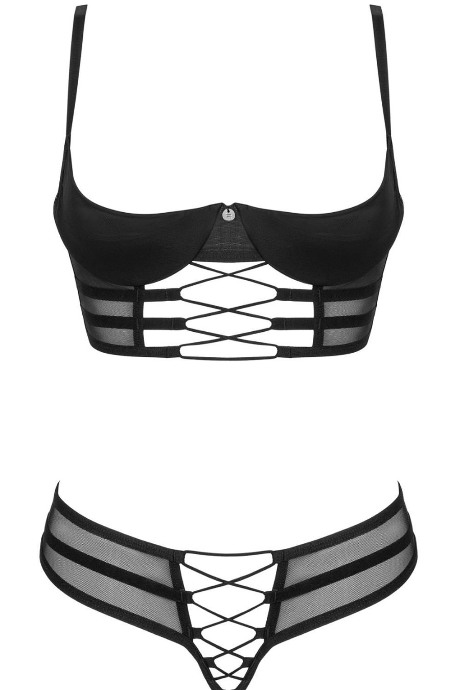 Lingerie Obsessive Lingerie Sets | Roxelia Cupless Bra & Crotchless Thong Black