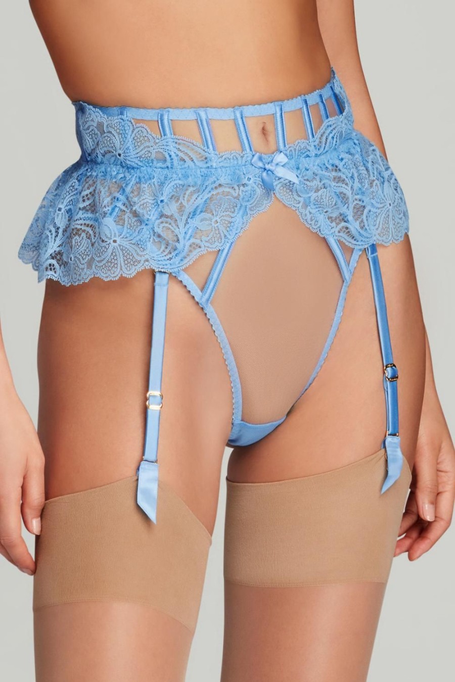 Lingerie Agent Provocateur Thongs | Rozlyn Suspender Thong Cornflower Blue