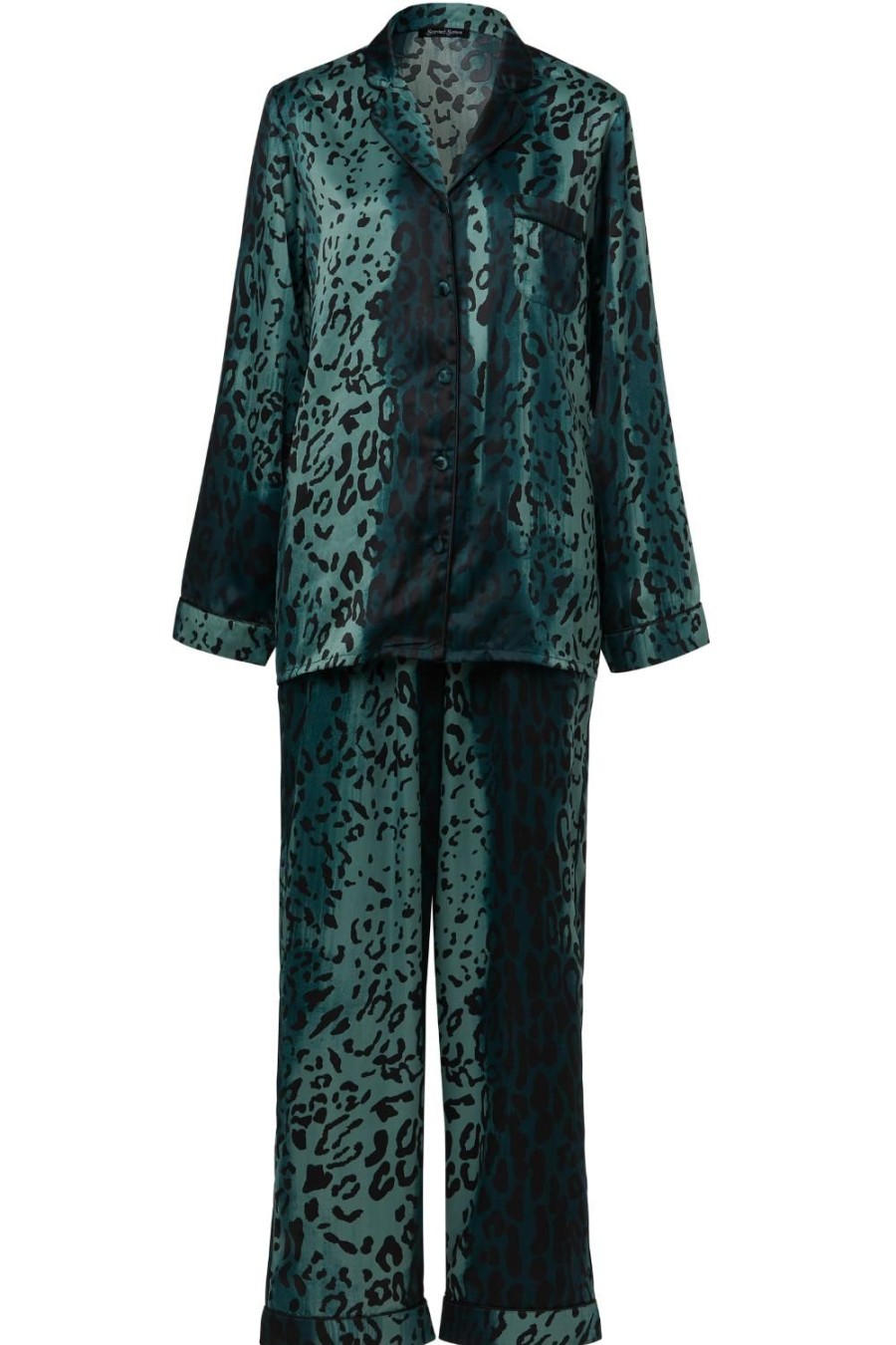 Lingerie Sainted Sisters Lingerie Sets | Sienna Satin Pyjama Set Teal Animal