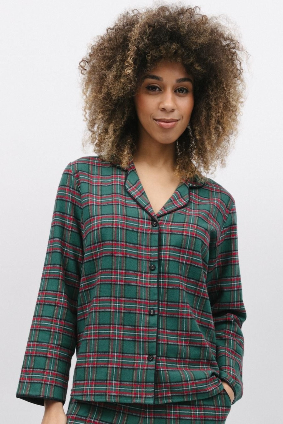 Nightwear Cyberjammies | Whistler Check Pyjama Top Green Mix