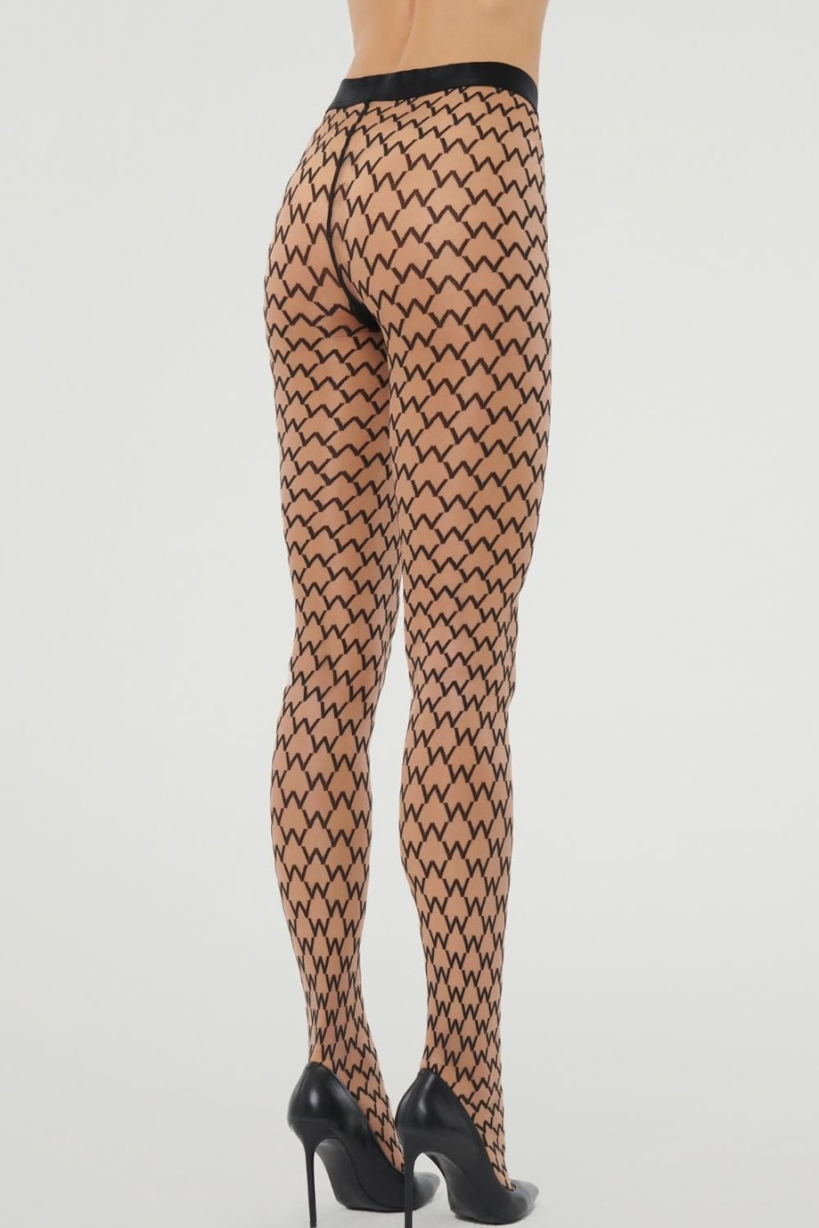 Hosiery Wolford Patterned Tights | Sheer W Tights Gobi/Black