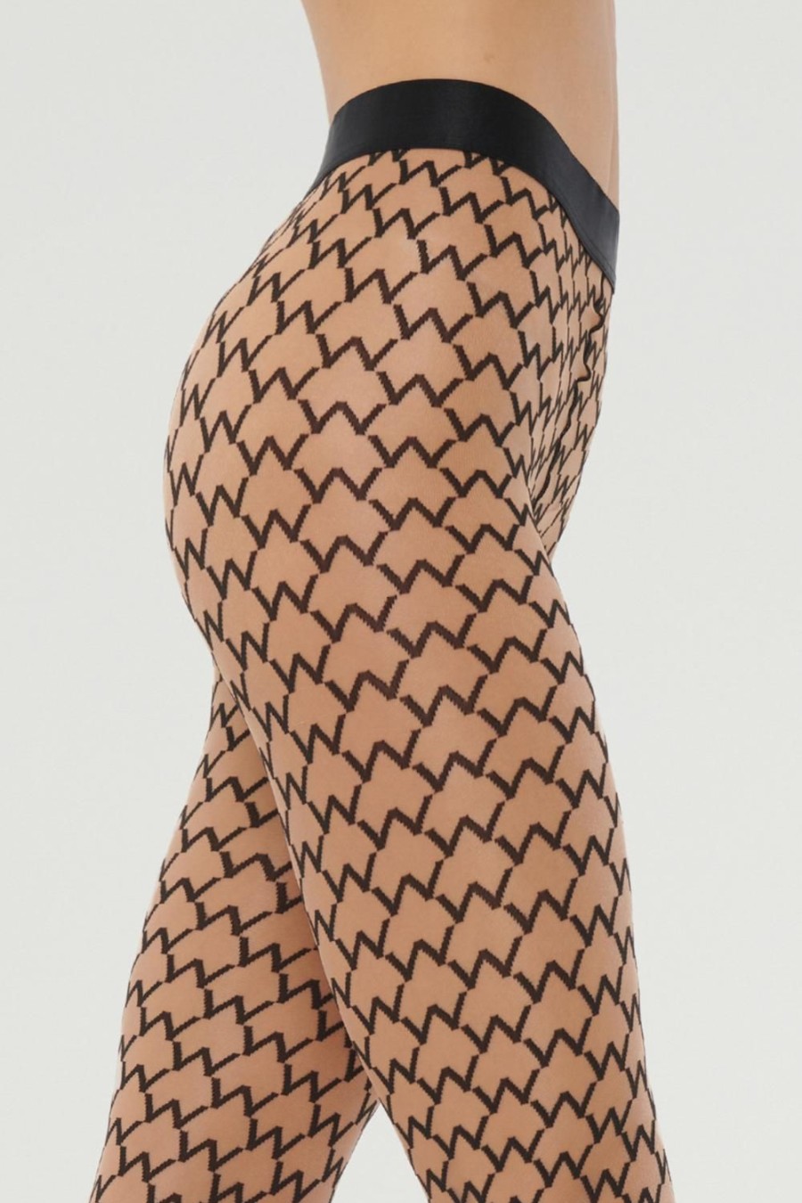 Hosiery Wolford Patterned Tights | Sheer W Tights Gobi/Black