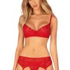 Lingerie Obsessive Lingerie Sets | Ingridia Bra, Thong & Suspender Red