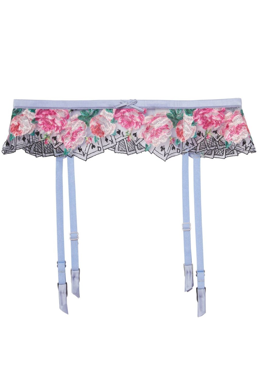 Lingerie Fleur Du Mal Suspender Belts | Card Embroidery Suspender Pastel Sky