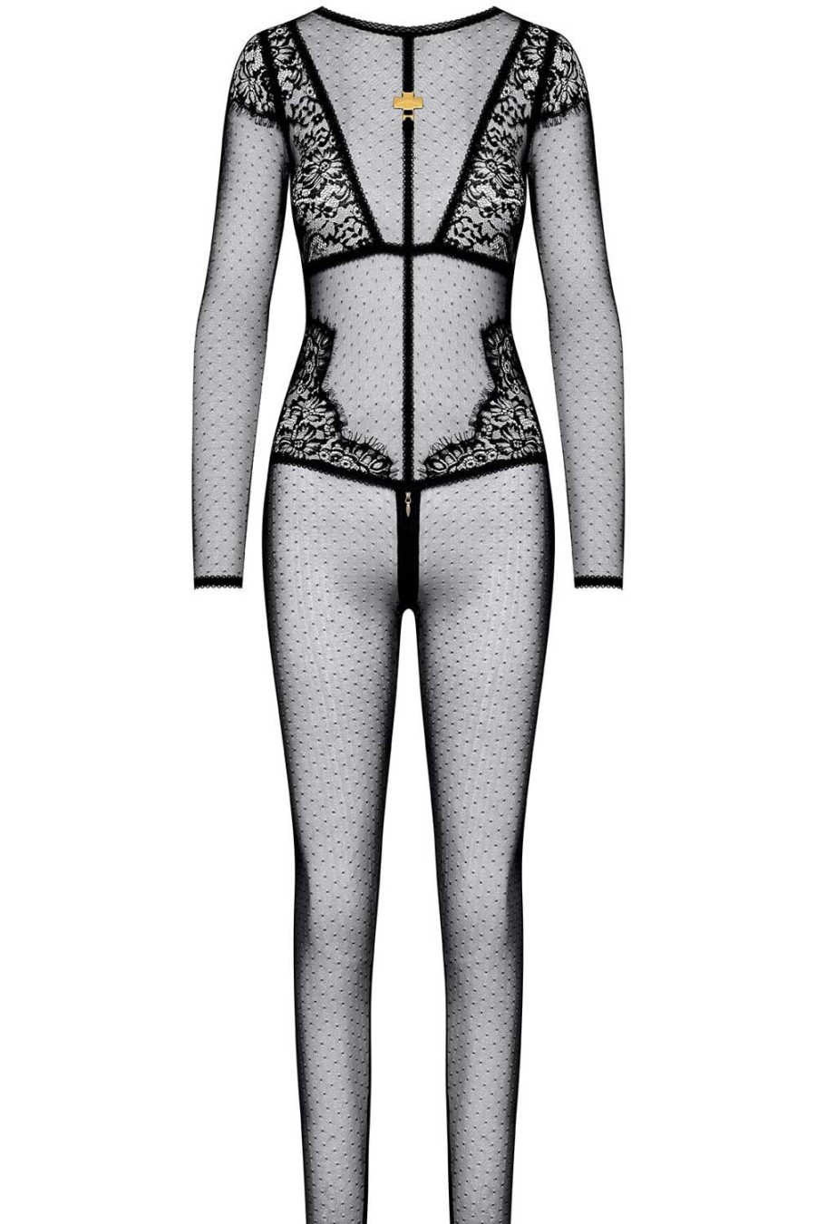 Lingerie Maison Close Catsuits | Inspiration Divine Catsuit With Zip Black