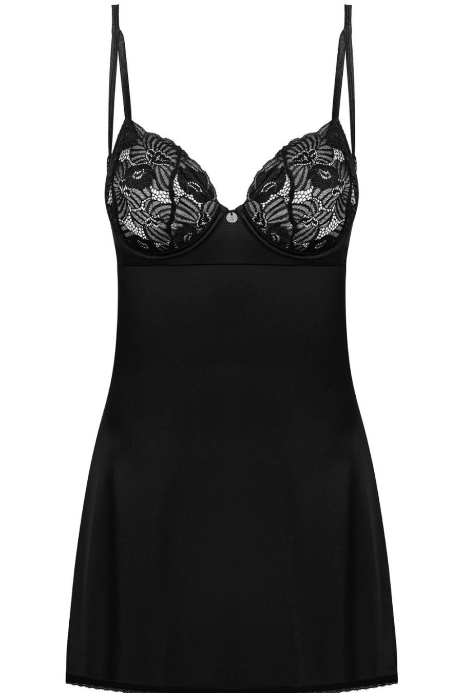 Lingerie Obsessive Lingerie Sets | Serena Love Underwired Chemise & Thong Black