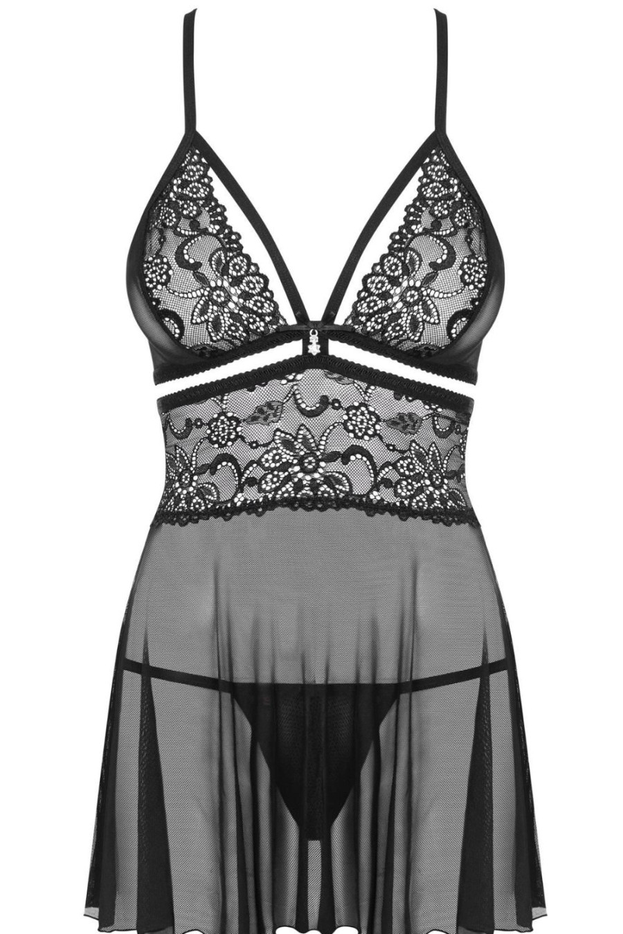 Lingerie Obsessive Sheer Lingerie | 838 Babydoll & Thong Black