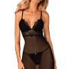 Lingerie Obsessive Lingerie Sets | Renelia Chemise & Thong Black