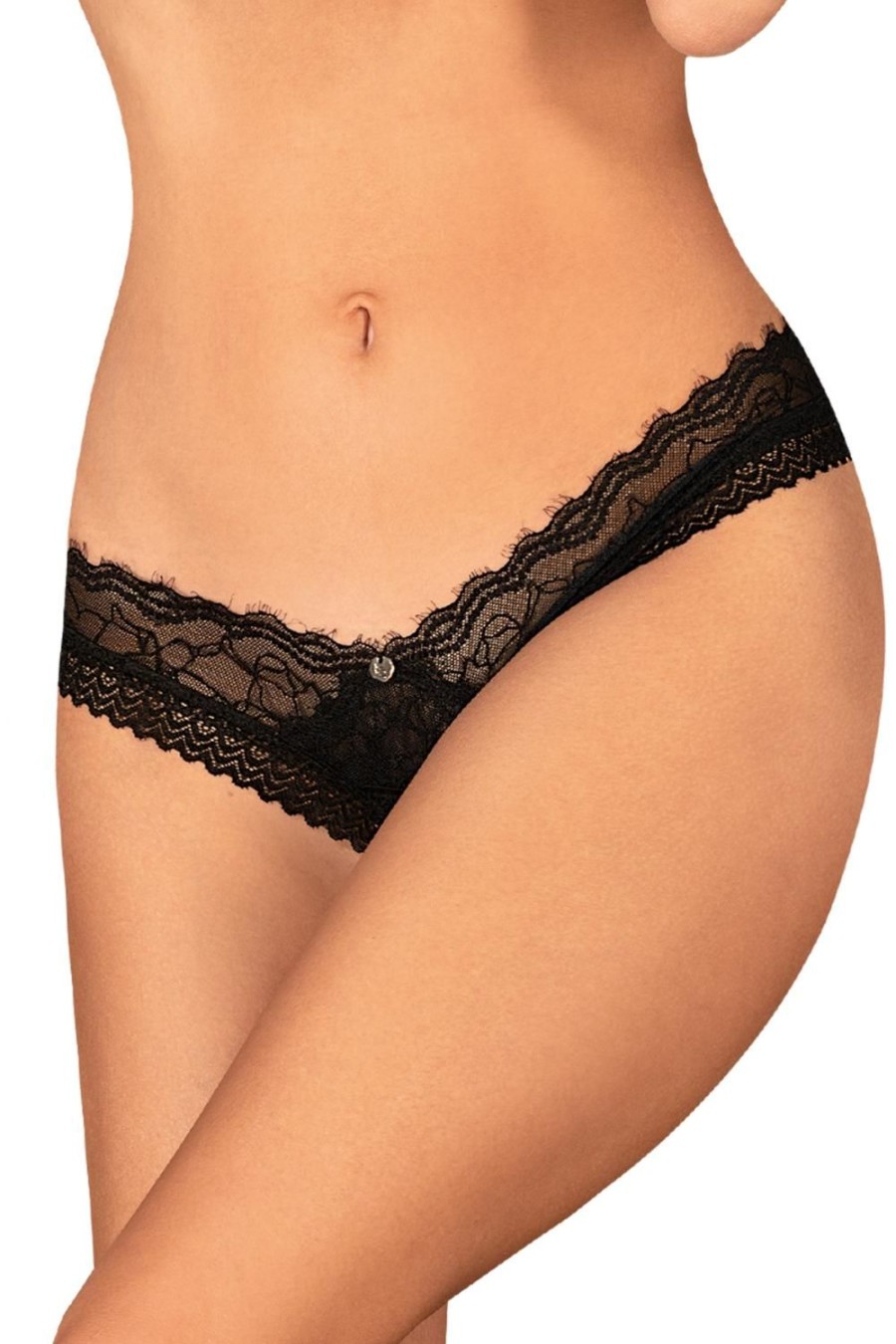 Lingerie Obsessive Ouvert Knickers | Medilla Crotchless Thong Black