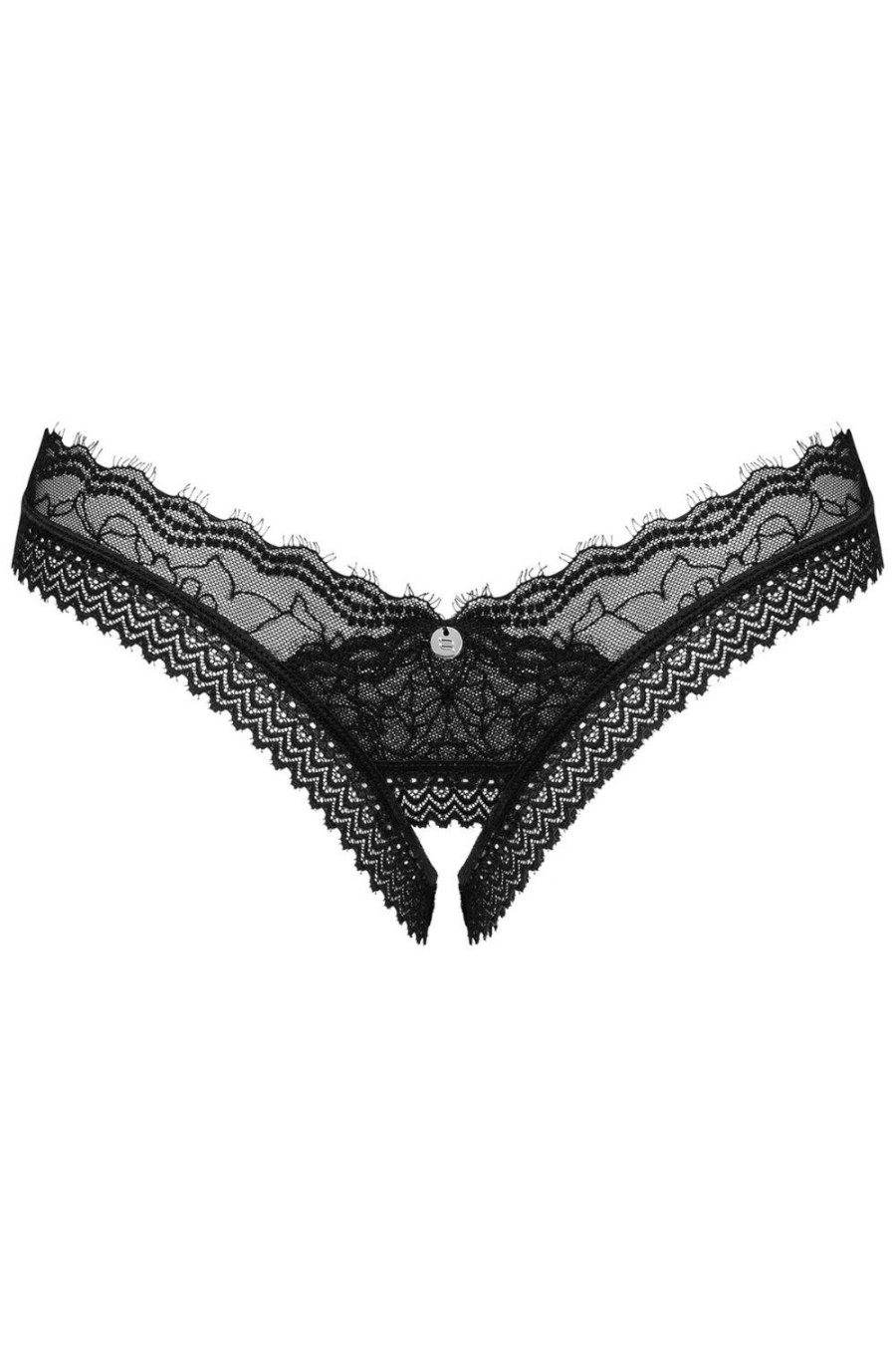 Lingerie Obsessive Ouvert Knickers | Medilla Crotchless Thong Black