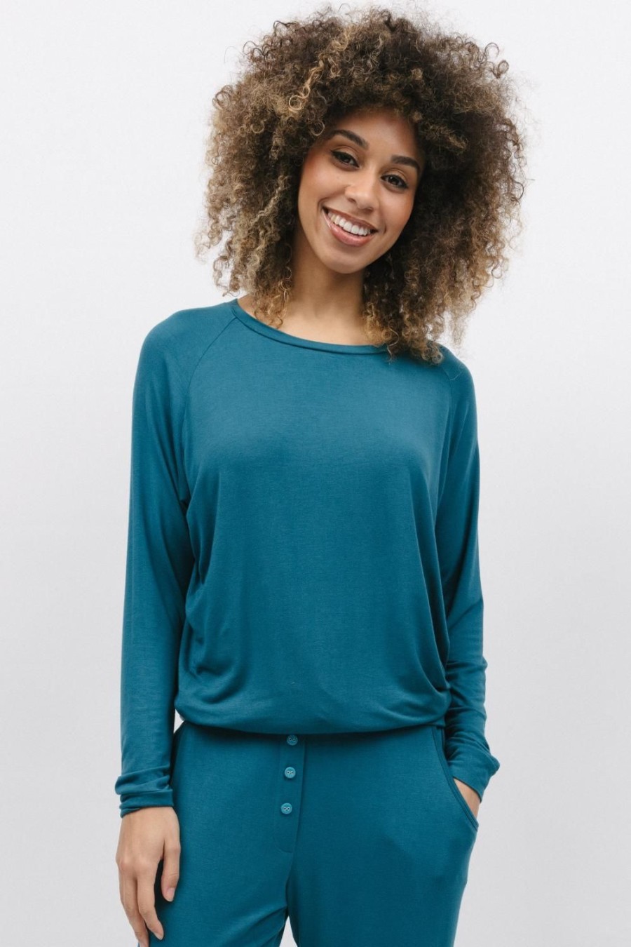 Nightwear Cyberjammies | Maple Long Sleeve Slouch Jersey Top Teal