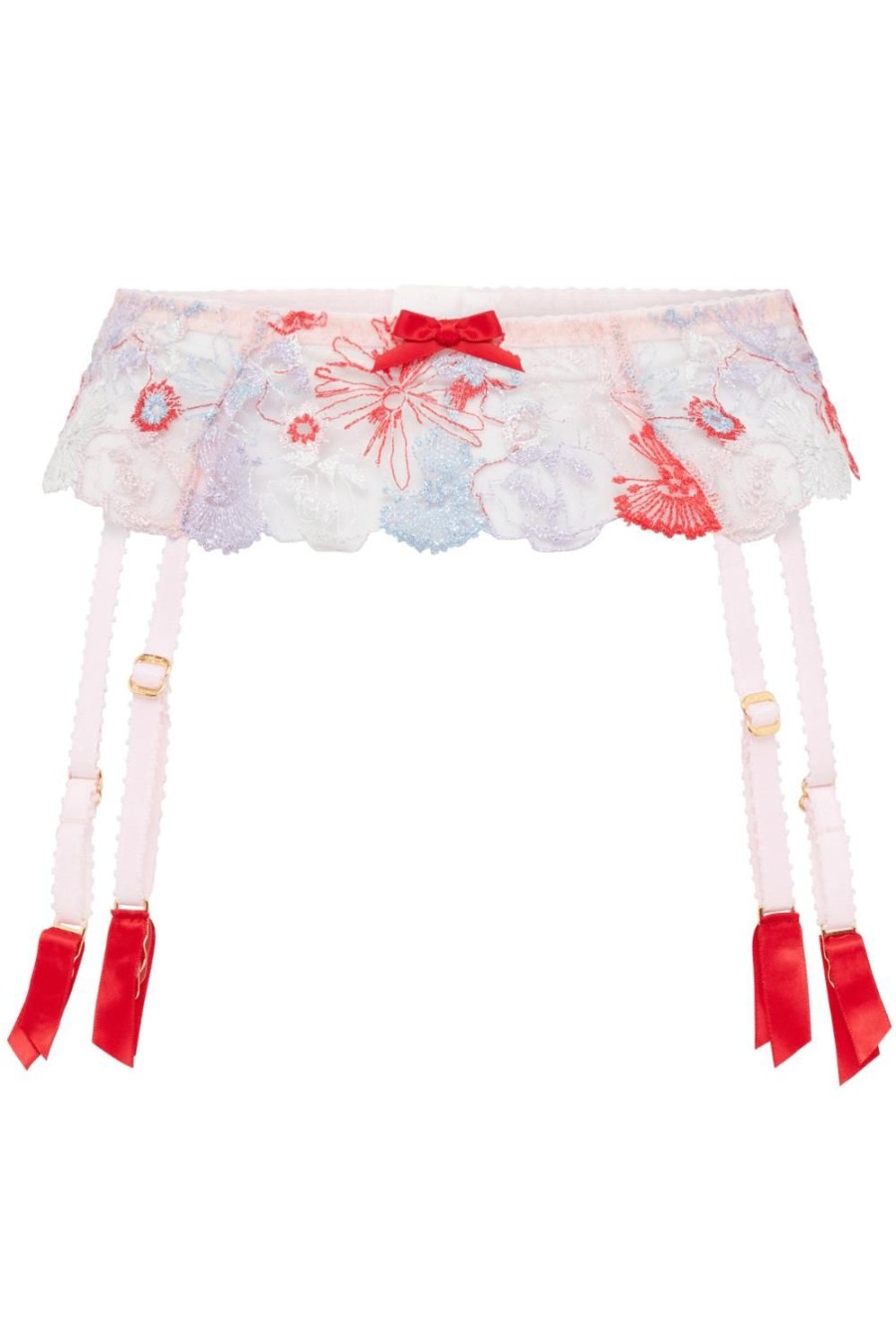 Lingerie Agent Provocateur Suspender Belts | Zuri Suspender Red/Blue/Sand