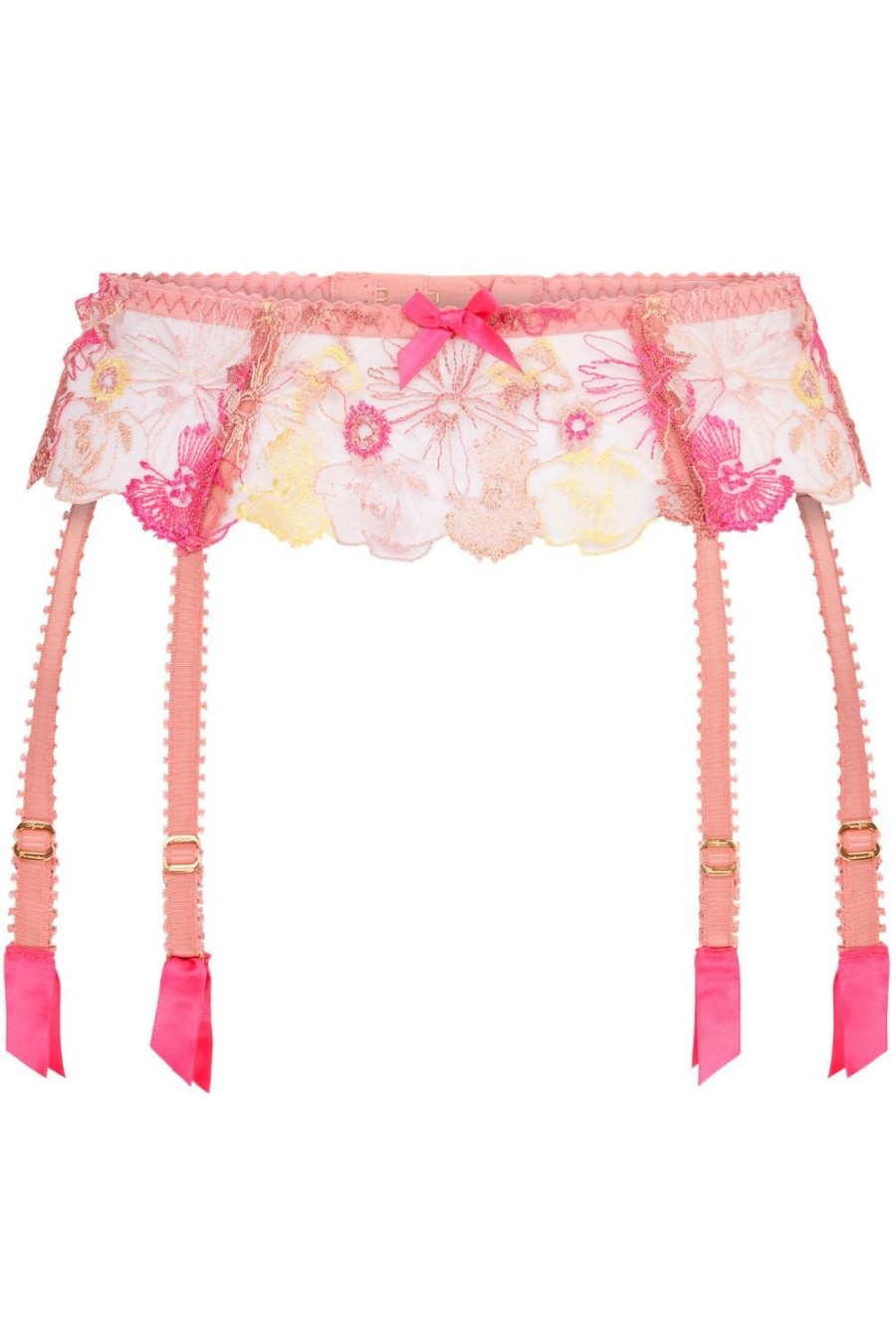 Lingerie Agent Provocateur Suspender Belts | Zuri Suspender Dusky Pink/Yellow