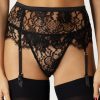 Lingerie Coco de Mer Suspender Belts | Hera Suspender Black