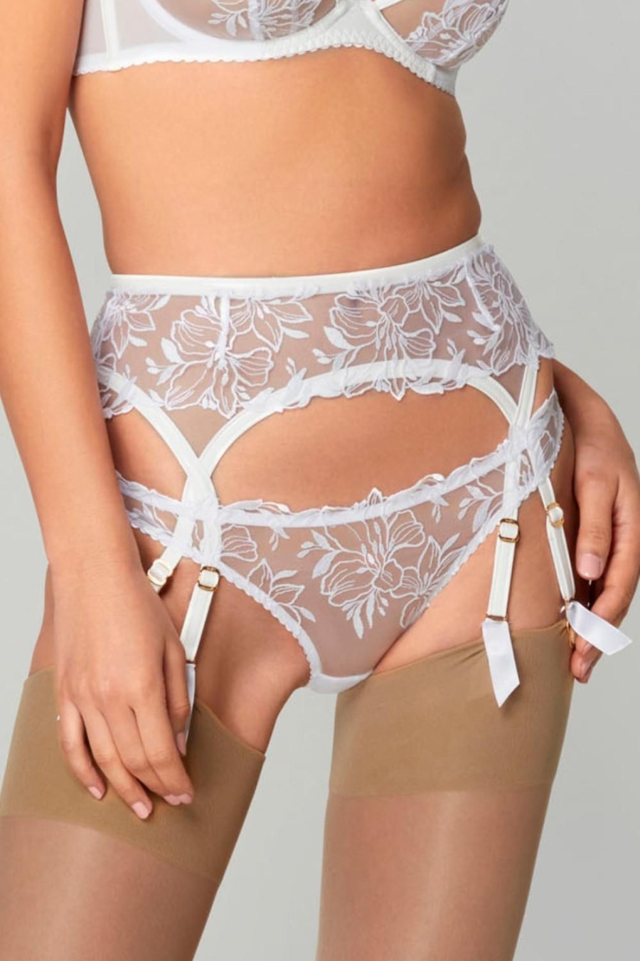 Lingerie Agent Provocateur Sheer Lingerie | Ozella Suspender White