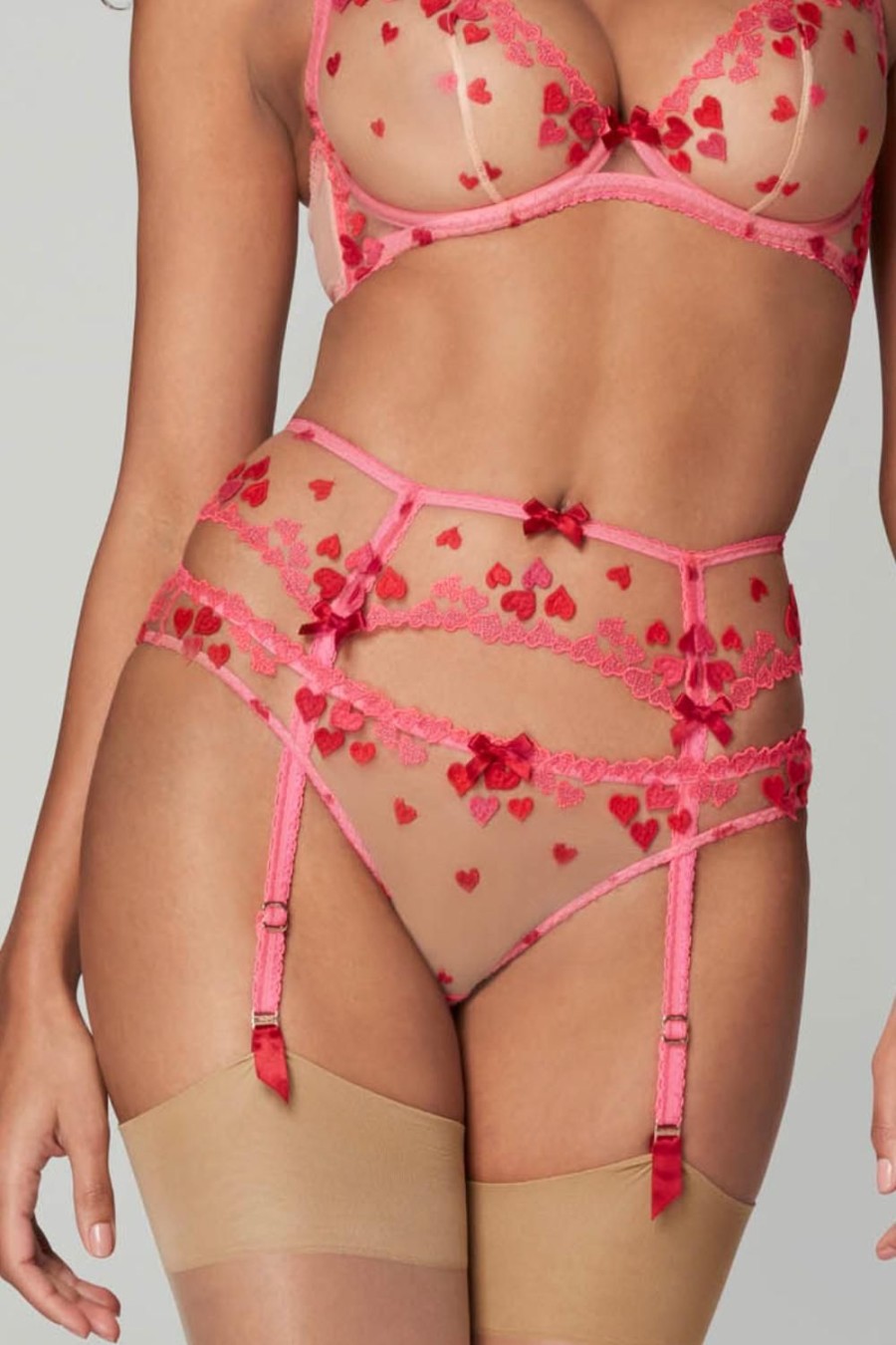 Lingerie Agent Provocateur Suspender Belts | Cupid Suspender Pink